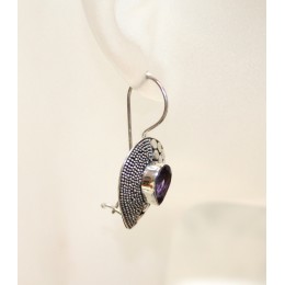 Hõbekõrvarõngad -  ametüstiga 2